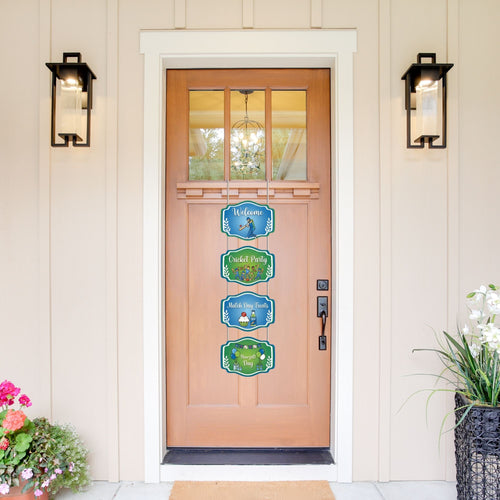 Load image into Gallery viewer, Cricket Door/Wall Hanging Dangler- (42 Inches/250 GSM Cardstock/Blue &amp; Green/6Pcs)
