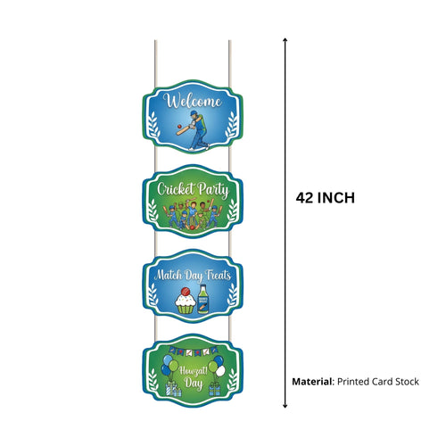 Load image into Gallery viewer, Cricket Door/Wall Hanging Dangler- (42 Inches/250 GSM Cardstock/Blue &amp; Green/6Pcs)
