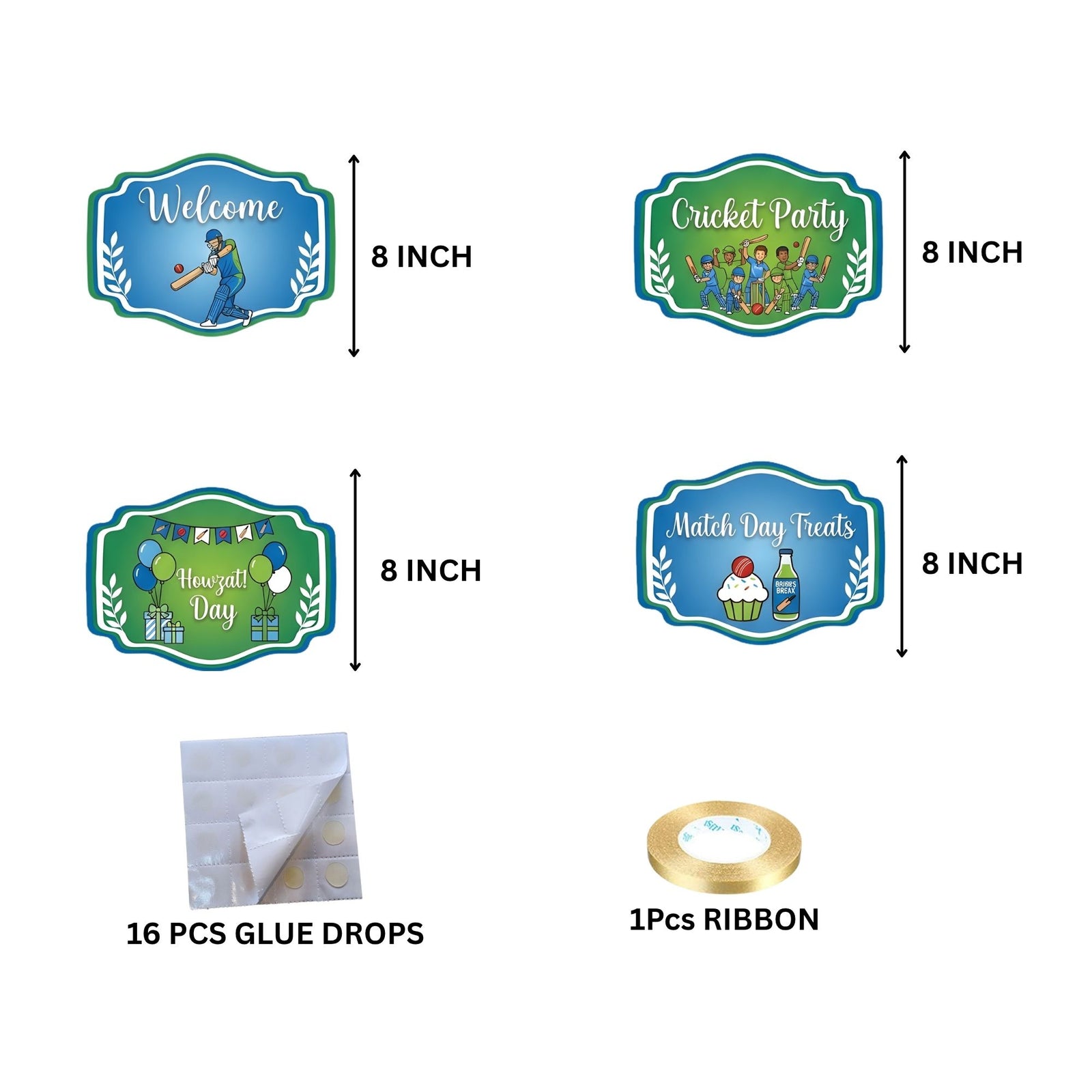Cricket Door/Wall Hanging Dangler- (42 Inches/250 GSM Cardstock/Blue & Green/6Pcs)