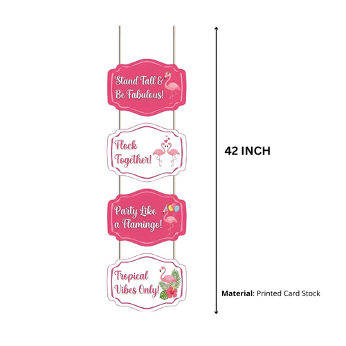 Load image into Gallery viewer, Flamingo Door/Wall Hanging Dangler- (42 Inches/250 GSM Cardstock/Pink &amp; White/6Pcs)
