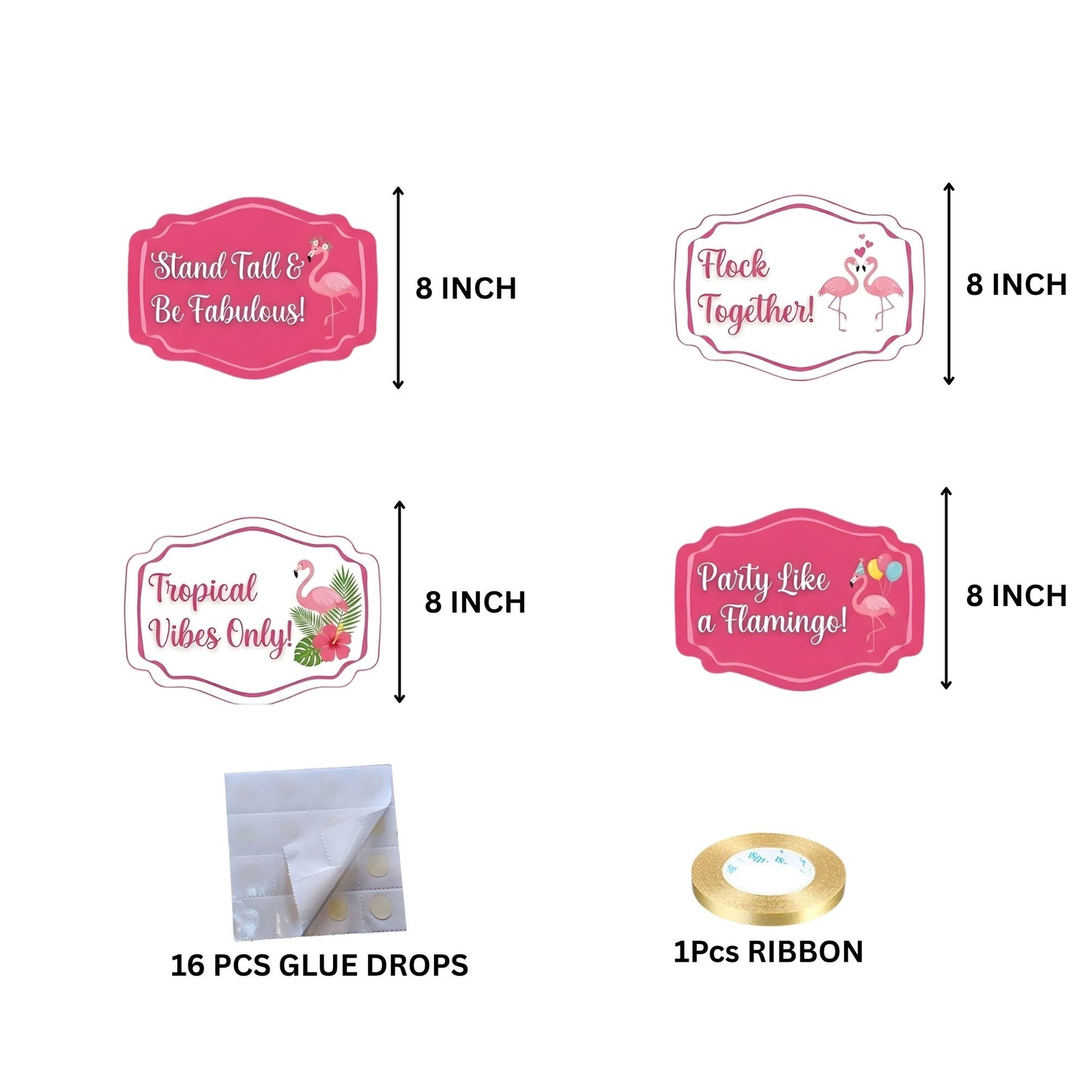 Flamingo Door/Wall Hanging Dangler- (42 Inches/250 GSM Cardstock/Pink & White/6Pcs)