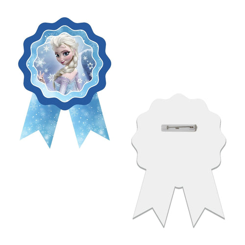 Load image into Gallery viewer, Frozen Theme Birthday Badges for Kids – 4x3 Inch 250gsm Cardstock with Pin | PartyDecor Mall (Frozen)
