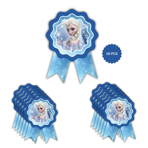 Load image into Gallery viewer, Frozen Theme Birthday Badges for Kids – 4x3 Inch 250gsm Cardstock with Pin | PartyDecor Mall (Frozen)
