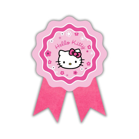 Hello Kitty Theme Birthday Badges for Kids – 4x3 Inch 250gsm Cardstock with Pin | PartyDecor Mall (Hello Kitty)