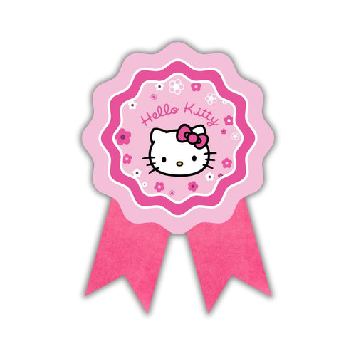 Load image into Gallery viewer, Hello Kitty Theme Birthday Badges for Kids – 4x3 Inch 250gsm Cardstock with Pin | PartyDecor Mall (Hello Kitty)
