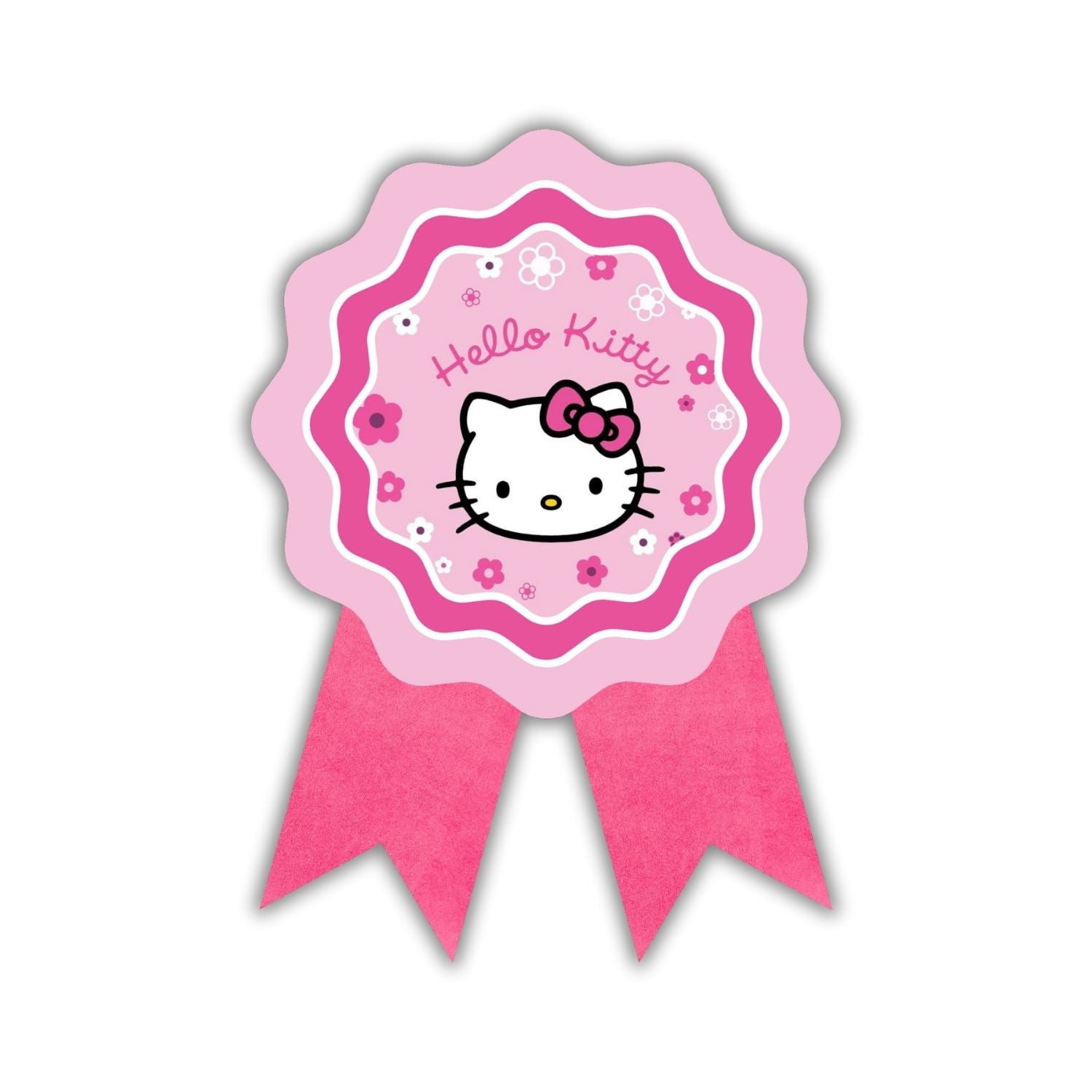 Hello Kitty Theme Birthday Badges for Kids – 4x3 Inch 250gsm Cardstock with Pin | PartyDecor Mall (Hello Kitty)