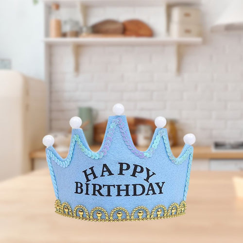 Load image into Gallery viewer, Happy Birthday Beautiful Crown with Colorful Led Lights for Kids Children Boys &amp; Girls (Blue)
