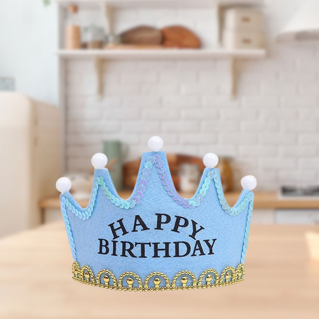 Happy Birthday Beautiful Crown with Colorful Led Lights for Kids Children Boys &amp; Girls (Blue)