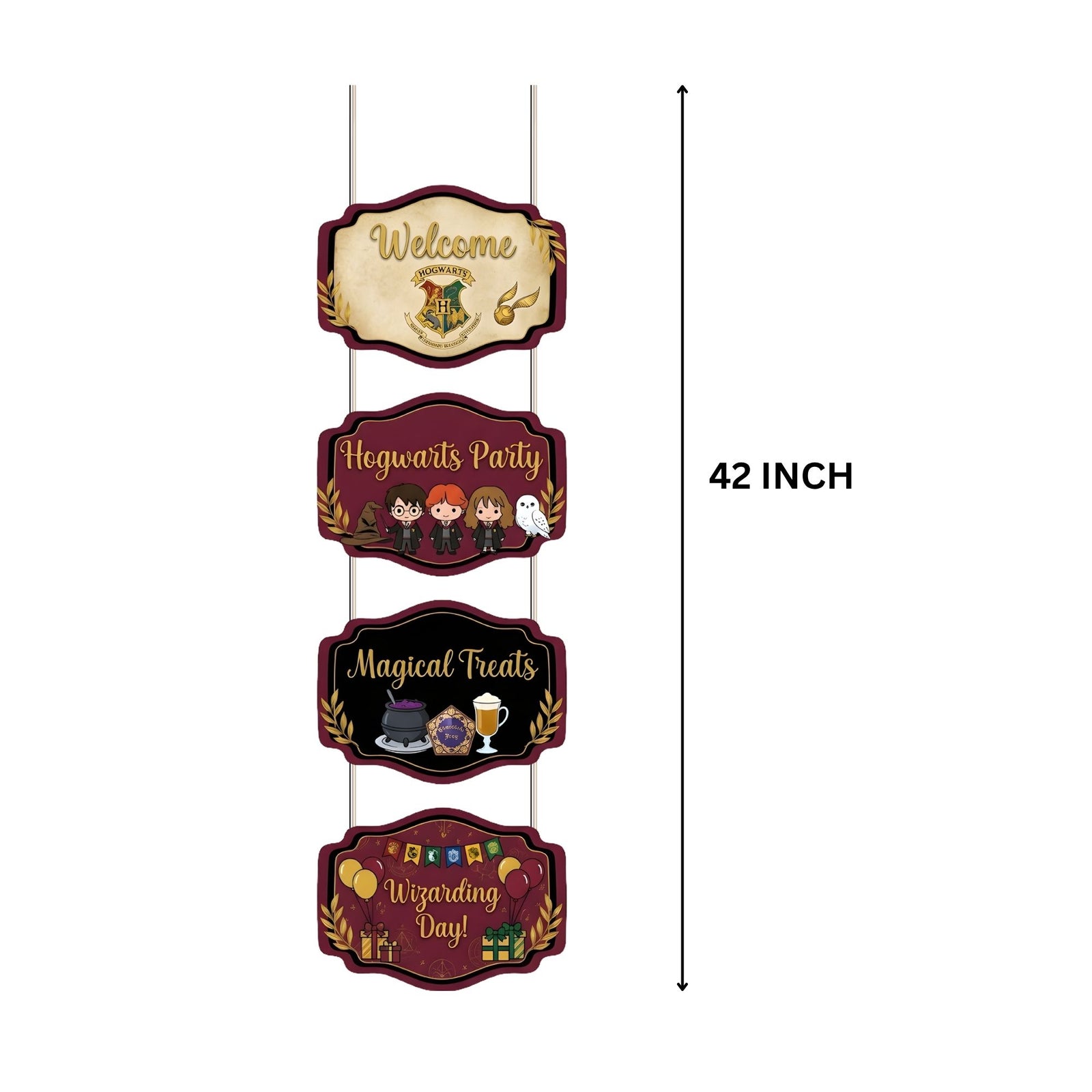 Harry Potter Door/Wall Hanging Dangler- (42 Inches/250 GSM Cardstock/Brown & Black /6Pcs)