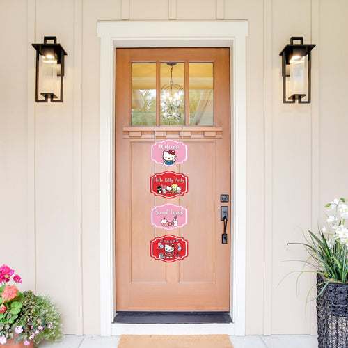 Load image into Gallery viewer, Hello Kitty Door/Wall Hanging Dangler- (42 Inches/250 GSM Cardstock/Pink &amp; Red/6Pcs)
