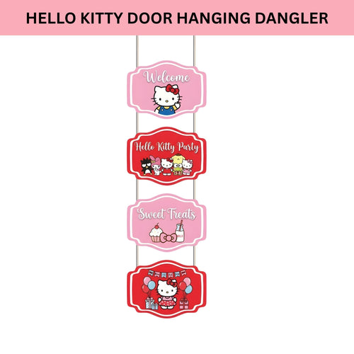 Load image into Gallery viewer, Hello Kitty Door/Wall Hanging Dangler- (42 Inches/250 GSM Cardstock/Pink &amp; Red/6Pcs)
