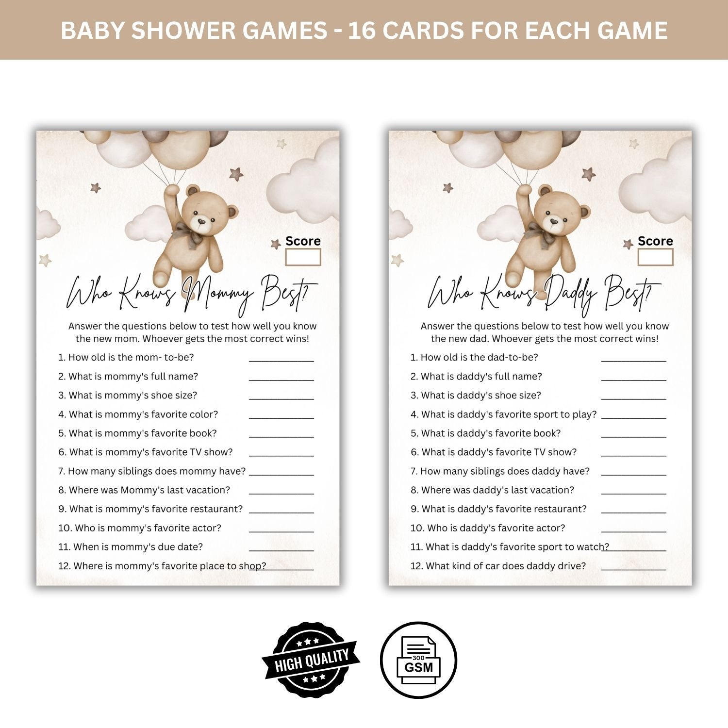 Best Baby Shower Activity: Card Games for All (Pack of 16)