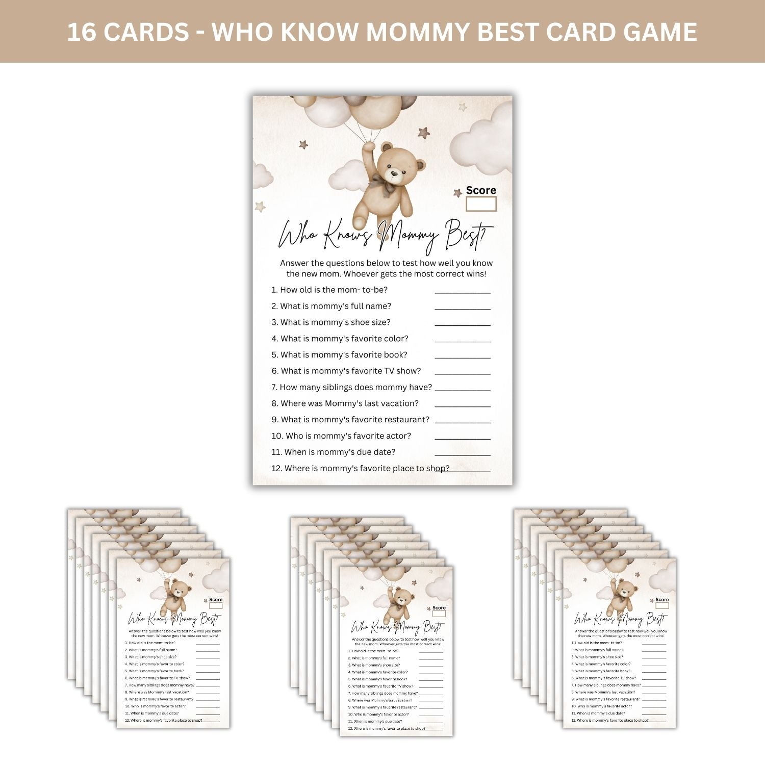 Best Baby Shower Activity: Card Games for All (Pack of 16)