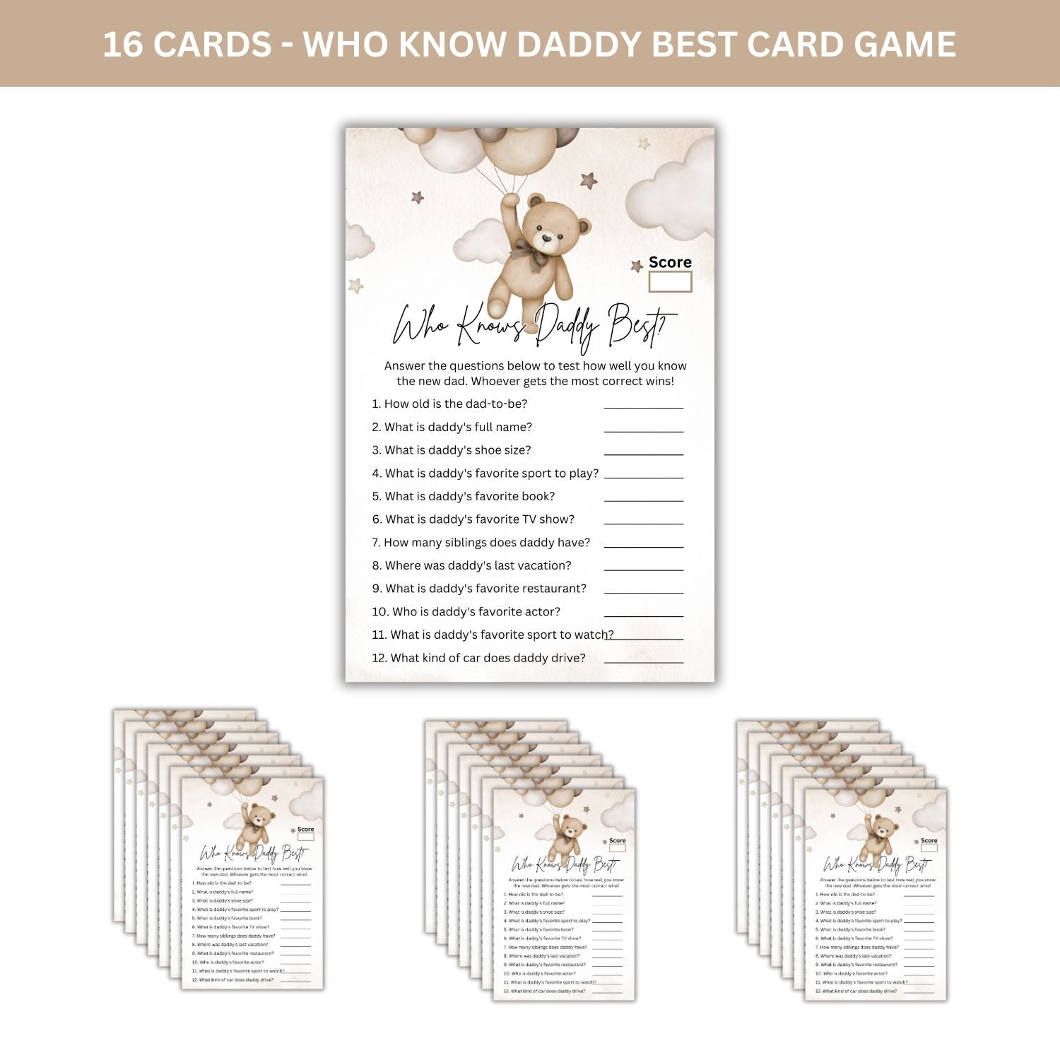 Best Baby Shower Activity: Card Games for All (Pack of 16)