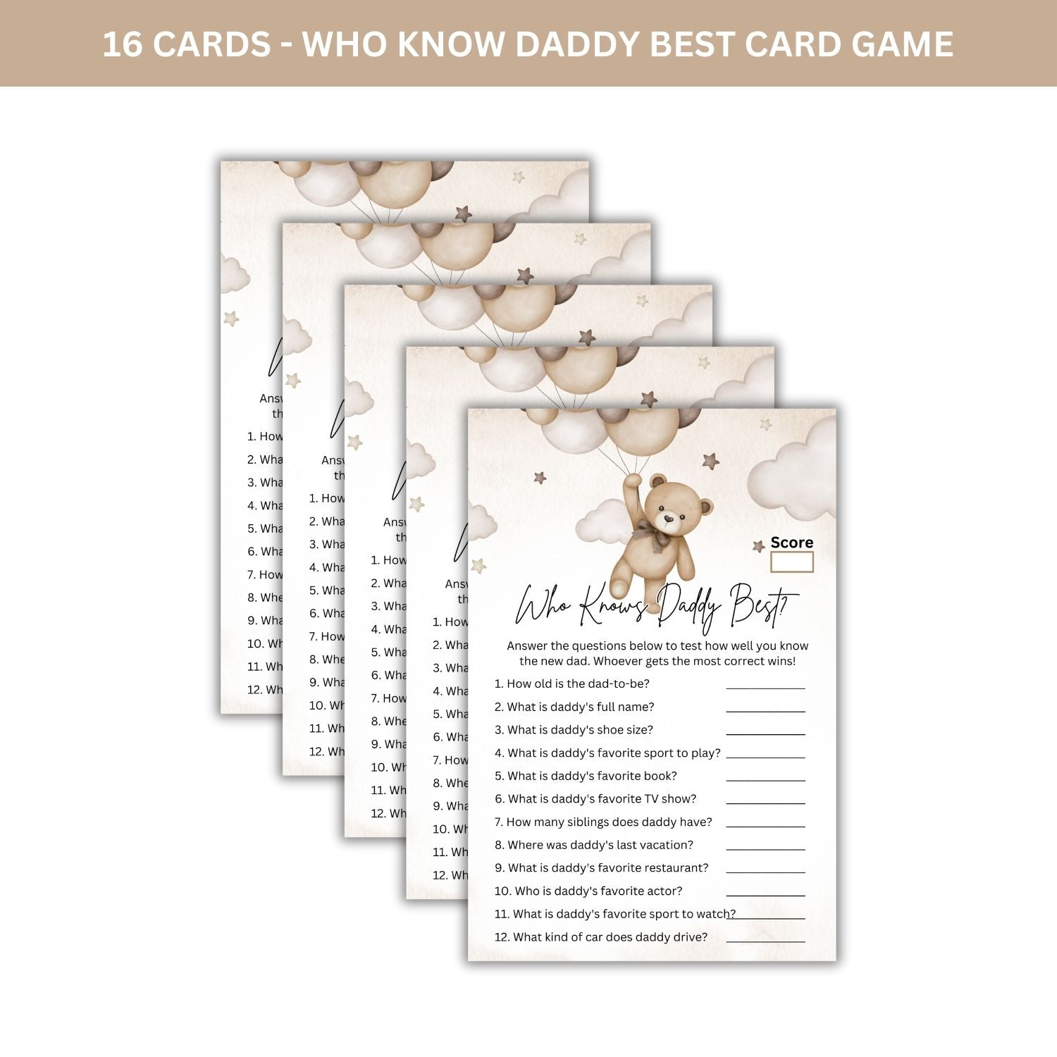 Best Baby Shower Activity: Card Games for All (Pack of 16)