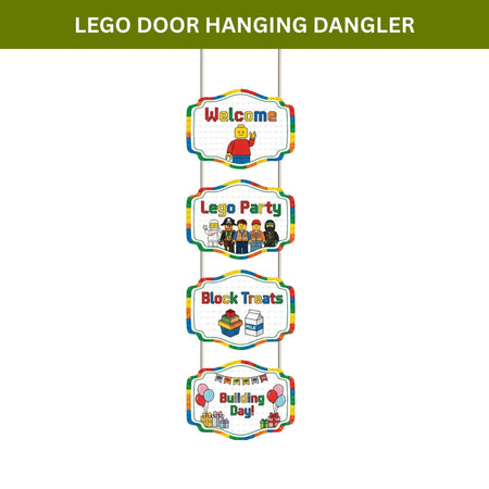 Lego Door/Wall Hanging Dangler- (42 Inches/250 GSM Cardstock/White & Blue/6Pcs)
