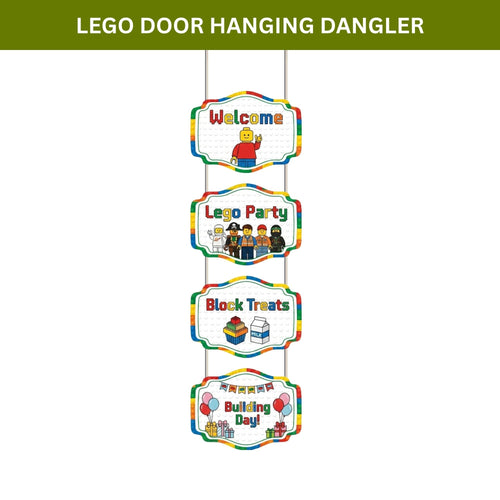 Load image into Gallery viewer, Lego Door/Wall Hanging Dangler- (42 Inches/250 GSM Cardstock/White &amp; Blue/6Pcs)
