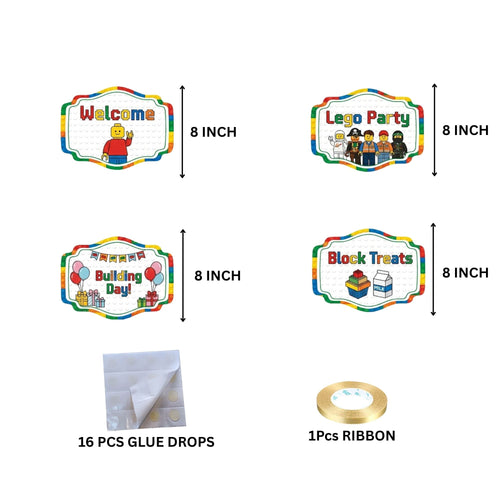 Load image into Gallery viewer, Lego Door/Wall Hanging Dangler- (42 Inches/250 GSM Cardstock/White &amp; Blue/6Pcs)
