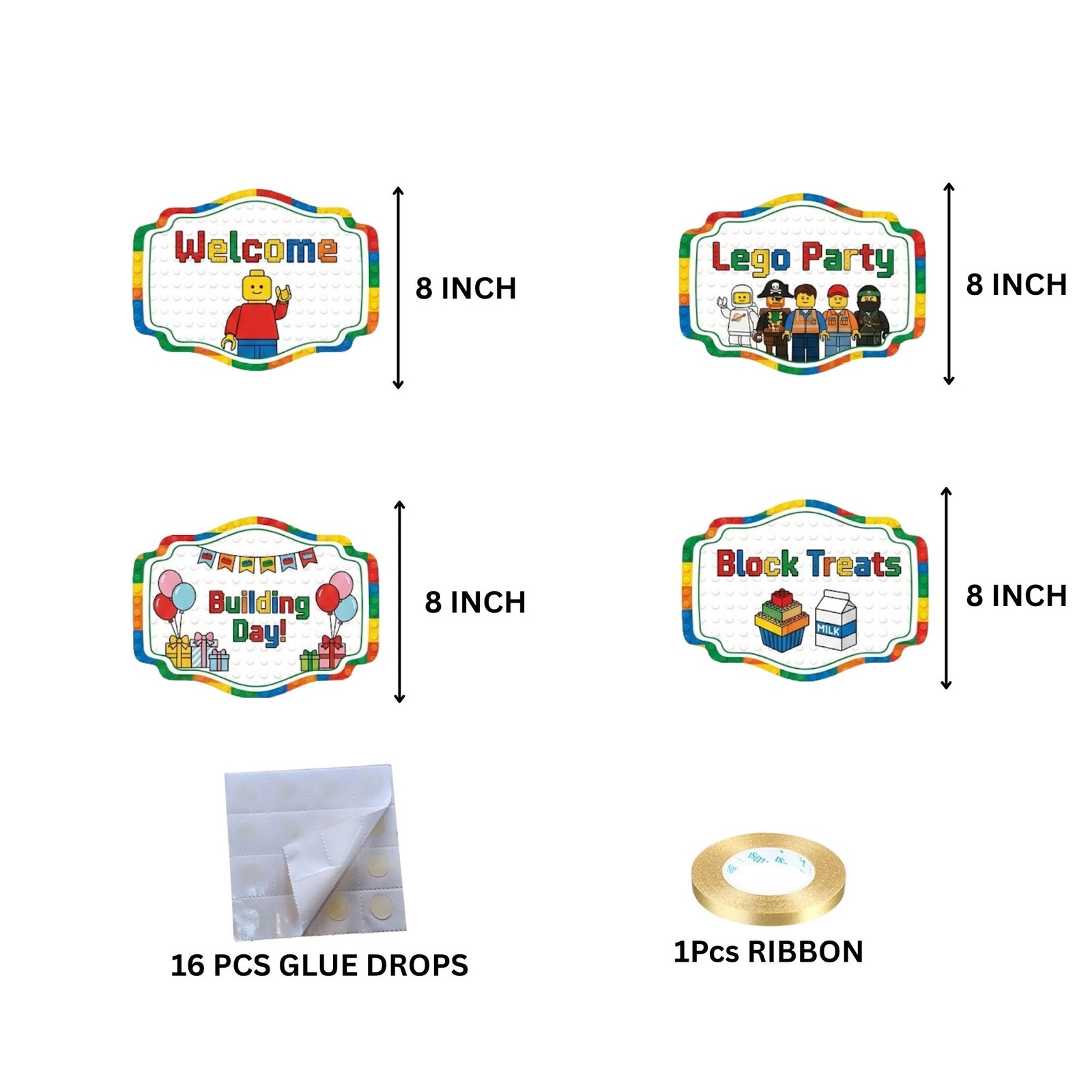 Lego Door/Wall Hanging Dangler- (42 Inches/250 GSM Cardstock/White & Blue/6Pcs)