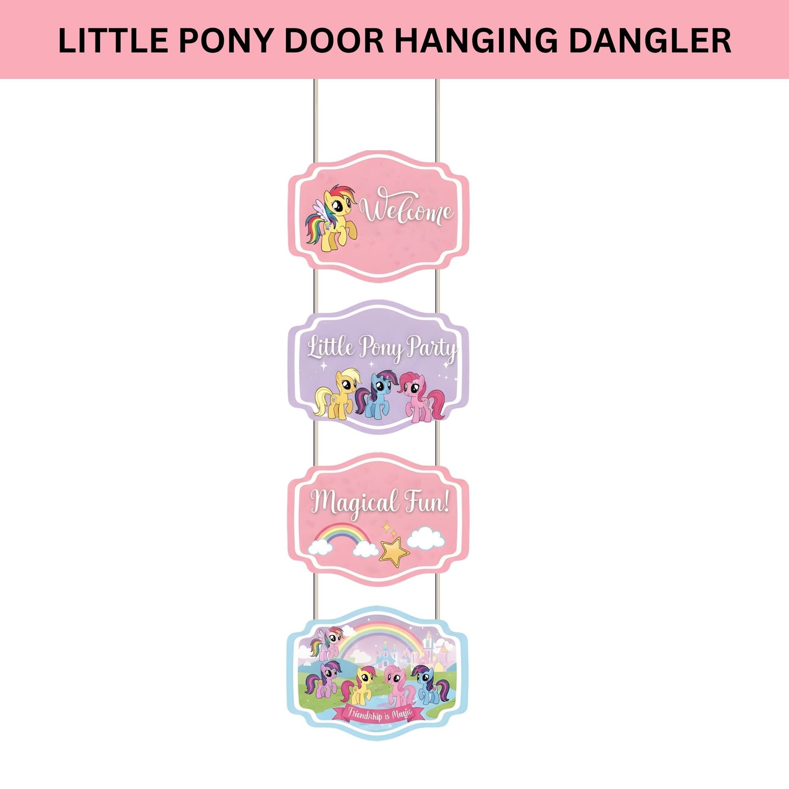 Little Pony Door/Wall Hanging Dangler- (42 Inches/250 GSM Cardstock/Pink & Purple/6Pcs)