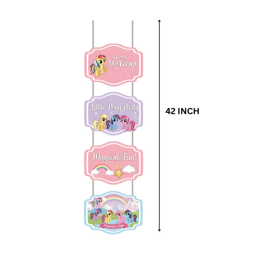 Load image into Gallery viewer, Little Pony Door/Wall Hanging Dangler- (42 Inches/250 GSM Cardstock/Pink &amp; Purple/6Pcs)
