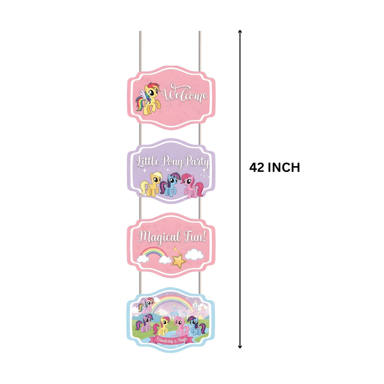 Little Pony Door/Wall Hanging Dangler- (42 Inches/250 GSM Cardstock/Pink & Purple/6Pcs)