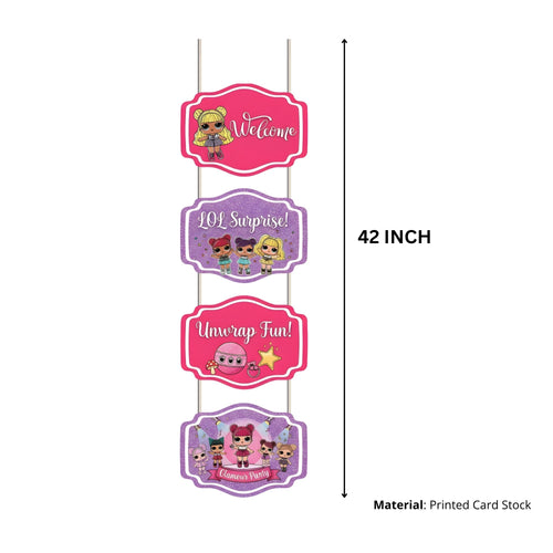Load image into Gallery viewer, Lol Doll Door/Wall Hanging Dangler- (42 Inches/250 GSM Cardstock/Pink &amp; Purple/6Pcs)
