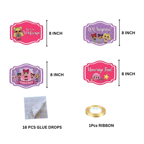 Load image into Gallery viewer, Lol Doll Door/Wall Hanging Dangler- (42 Inches/250 GSM Cardstock/Pink &amp; Purple/6Pcs)
