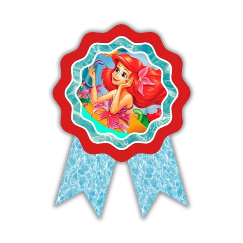 Load image into Gallery viewer, Mermaid Theme Birthday Badges for Kids – 4x3 Inch 250gsm Cardstock with Pin | PartyDecor Mall (Mermaid)
