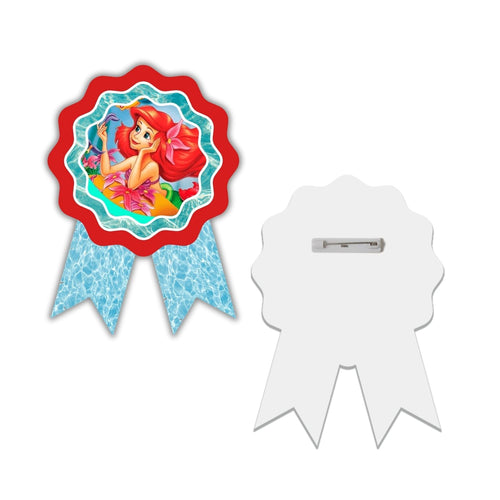 Load image into Gallery viewer, Mermaid Theme Birthday Badges for Kids – 4x3 Inch 250gsm Cardstock with Pin | PartyDecor Mall (Mermaid)
