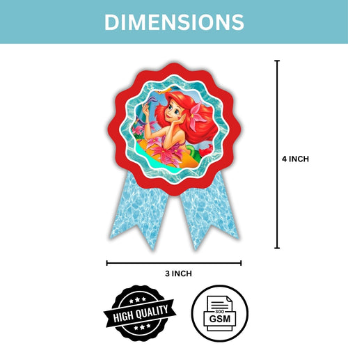 Load image into Gallery viewer, Mermaid Theme Birthday Badges for Kids – 4x3 Inch 250gsm Cardstock with Pin | PartyDecor Mall (Mermaid)
