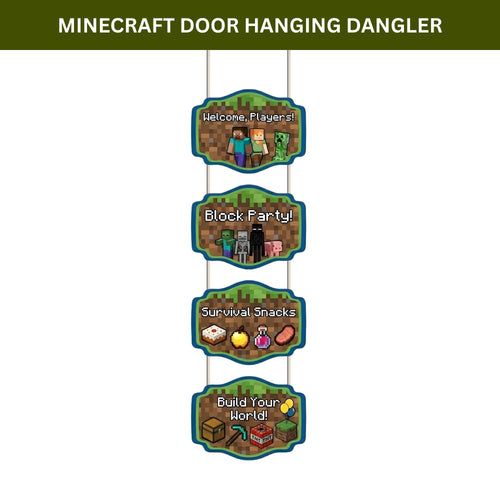 Load image into Gallery viewer, Minecraft Door/Wall Hanging Dangler- (42 Inches/250 GSM Cardstock/Brown &amp; Green /6Pcs)
