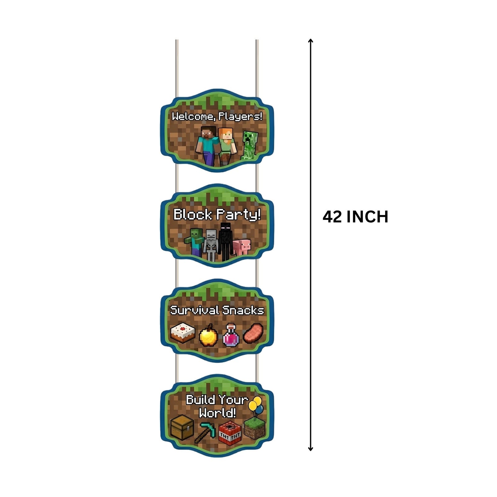 Minecraft Door/Wall Hanging Dangler- (42 Inches/250 GSM Cardstock/Brown & Green /6Pcs)