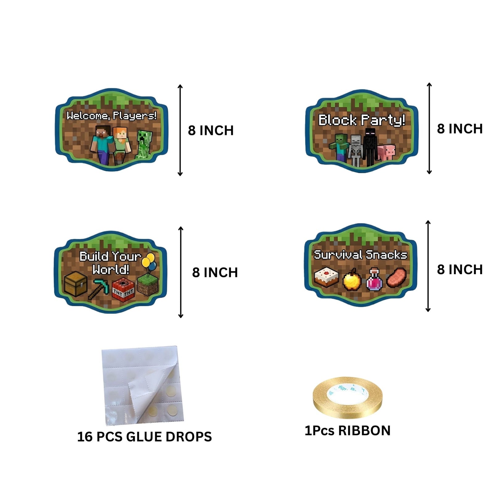 Minecraft Door/Wall Hanging Dangler- (42 Inches/250 GSM Cardstock/Brown & Green /6Pcs)