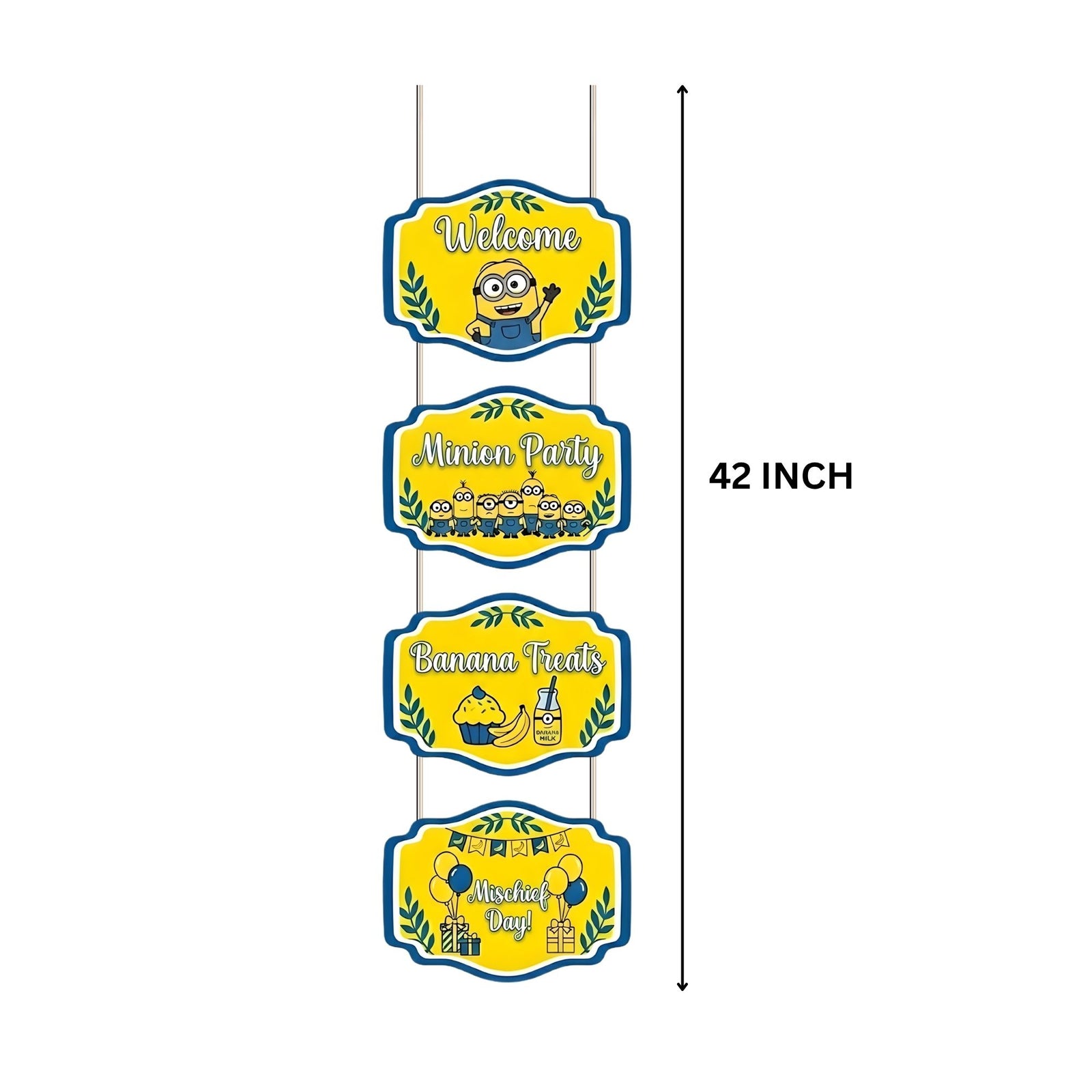 Minion Door/Wall Hanging Dangler- (42 Inches/250 GSM Cardstock/Yellow & Blue/6Pcs)