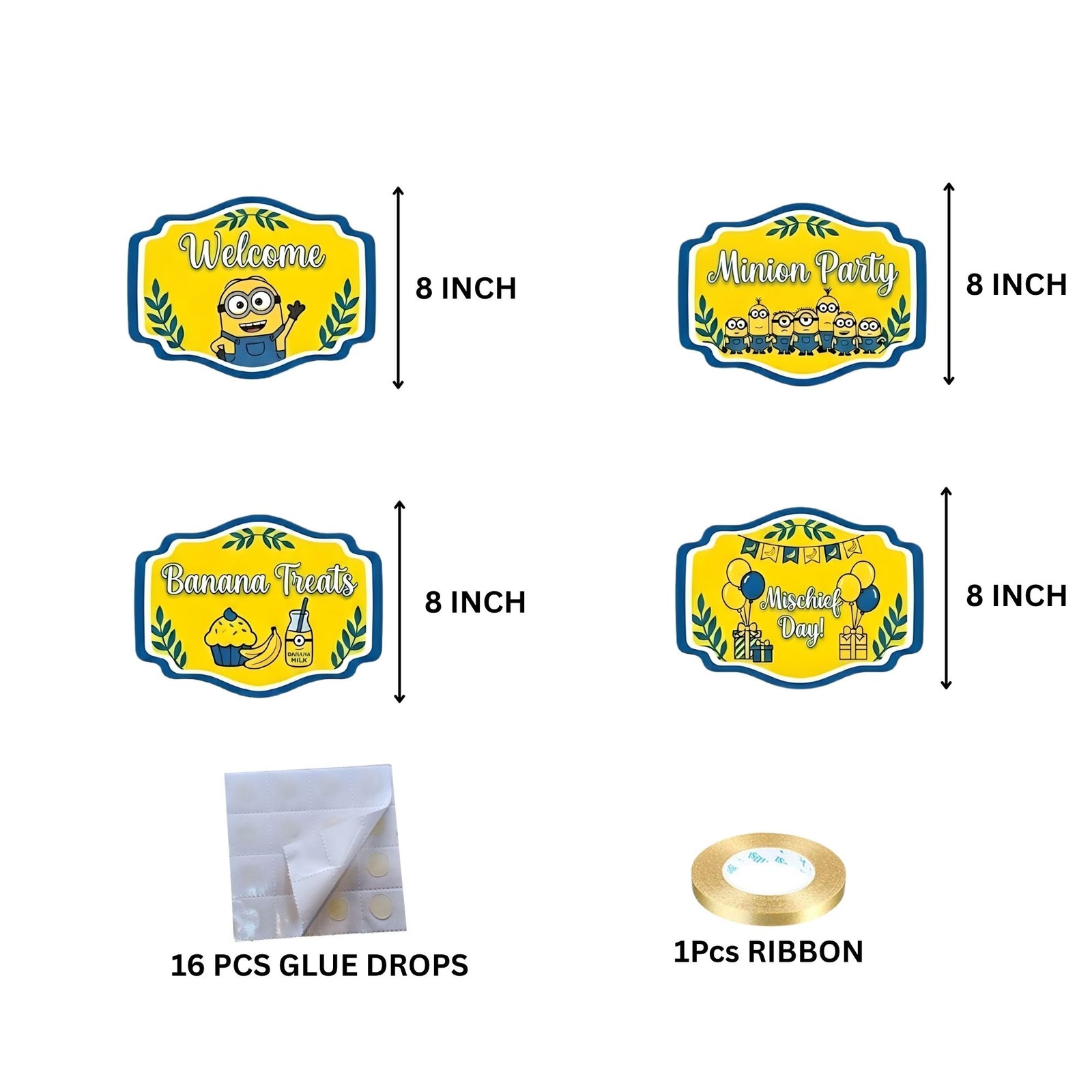 Minion Door/Wall Hanging Dangler- (42 Inches/250 GSM Cardstock/Yellow & Blue/6Pcs)
