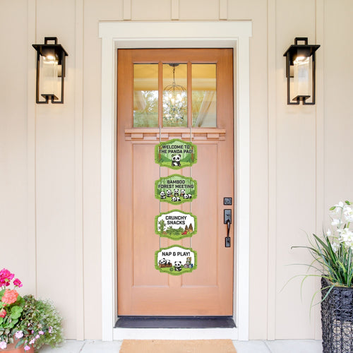 Load image into Gallery viewer, Panda Door/Wall Hanging Dangler- (42 Inches/250 GSM Cardstock/Green &amp; White/6Pcs)
