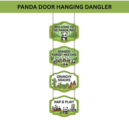 Panda Door/Wall Hanging Dangler- (42 Inches/250 GSM Cardstock/Green & White/6Pcs)