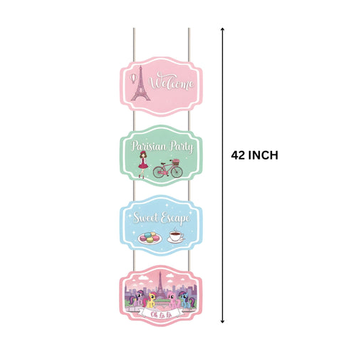 Load image into Gallery viewer, Paris Door/Wall Hanging Dangler- (42 Inches/250 GSM Cardstock/Pink &amp; Blue/6Pcs)
