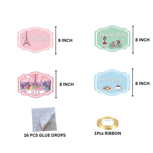 Load image into Gallery viewer, Paris Door/Wall Hanging Dangler- (42 Inches/250 GSM Cardstock/Pink &amp; Blue/6Pcs)
