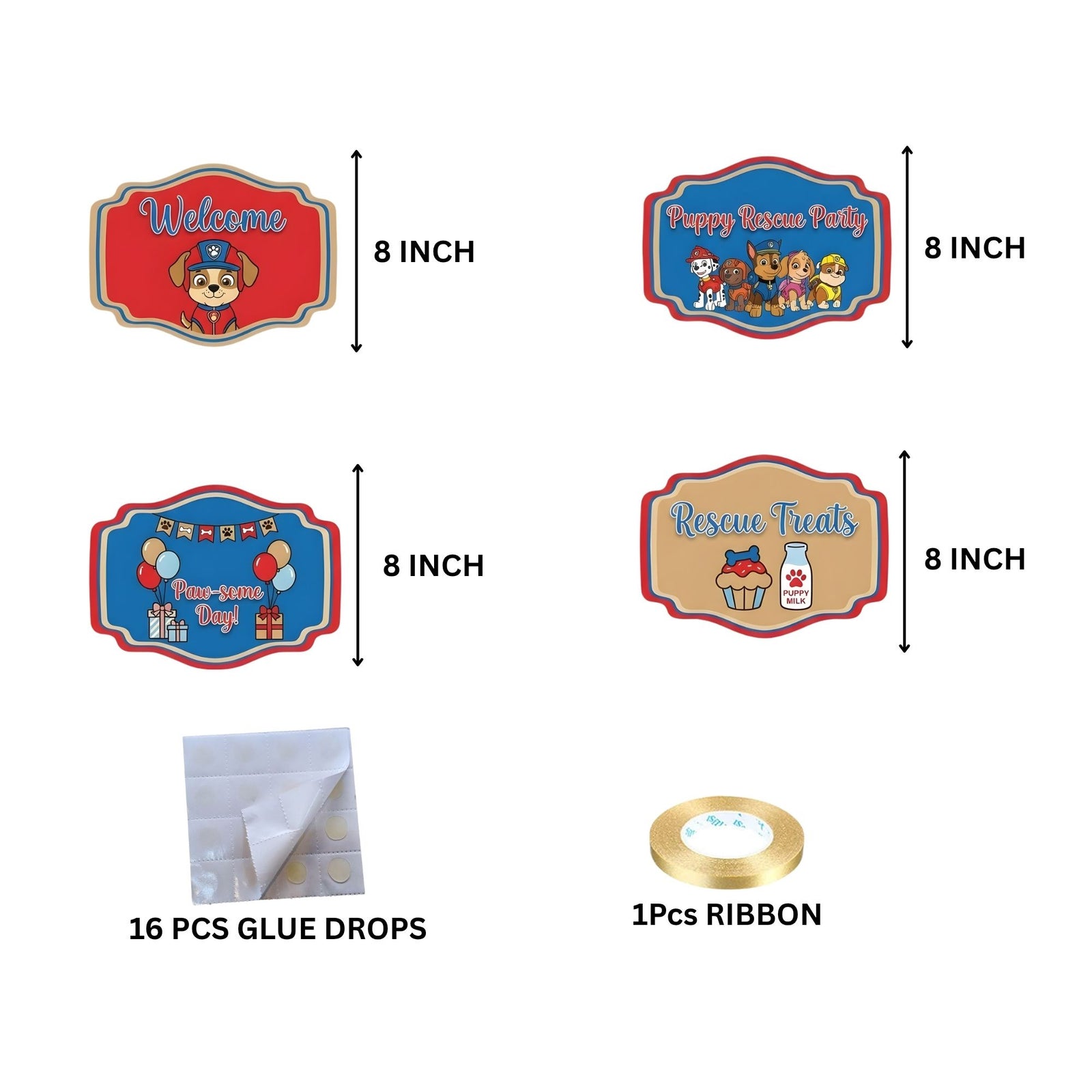 Paw Patrol Door/Wall Hanging Dangler- (42 Inches/250 GSM Cardstock/Red& Blue/6Pcs)