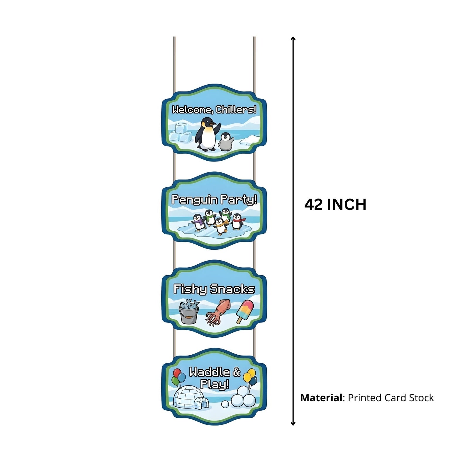 Penguin Door/Wall Hanging Dangler- (42 Inches/250 GSM Cardstock/Black & Blue/6Pcs)