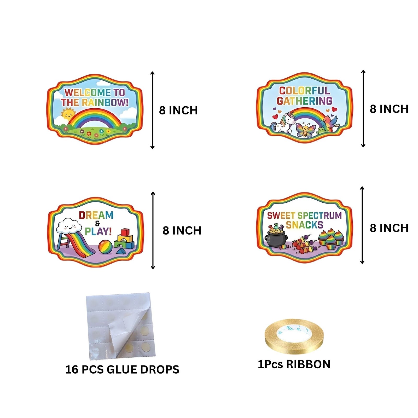 Rainbow Door/Wall Hanging Dangler- (42 Inches/250 GSM Cardstock/Red & Blue/6Pcs)