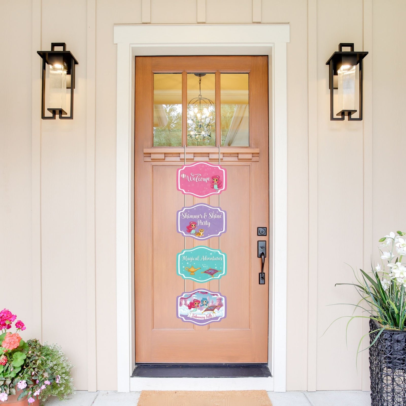 Shimmer& Shine Door/Wall Hanging Dangler- (42 Inches/250 GSM Cardstock/Pink & Purple/6Pcs)
