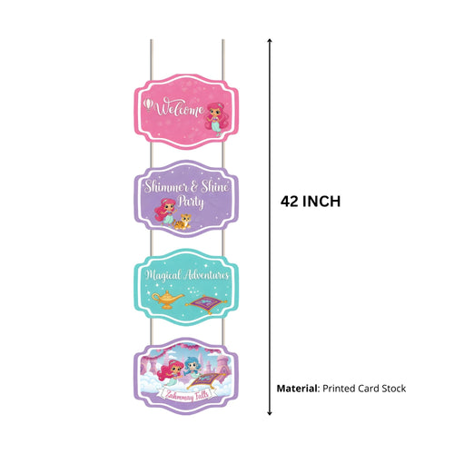 Load image into Gallery viewer, Shimmer&amp; Shine Door/Wall Hanging Dangler- (42 Inches/250 GSM Cardstock/Pink &amp; Purple/6Pcs)
