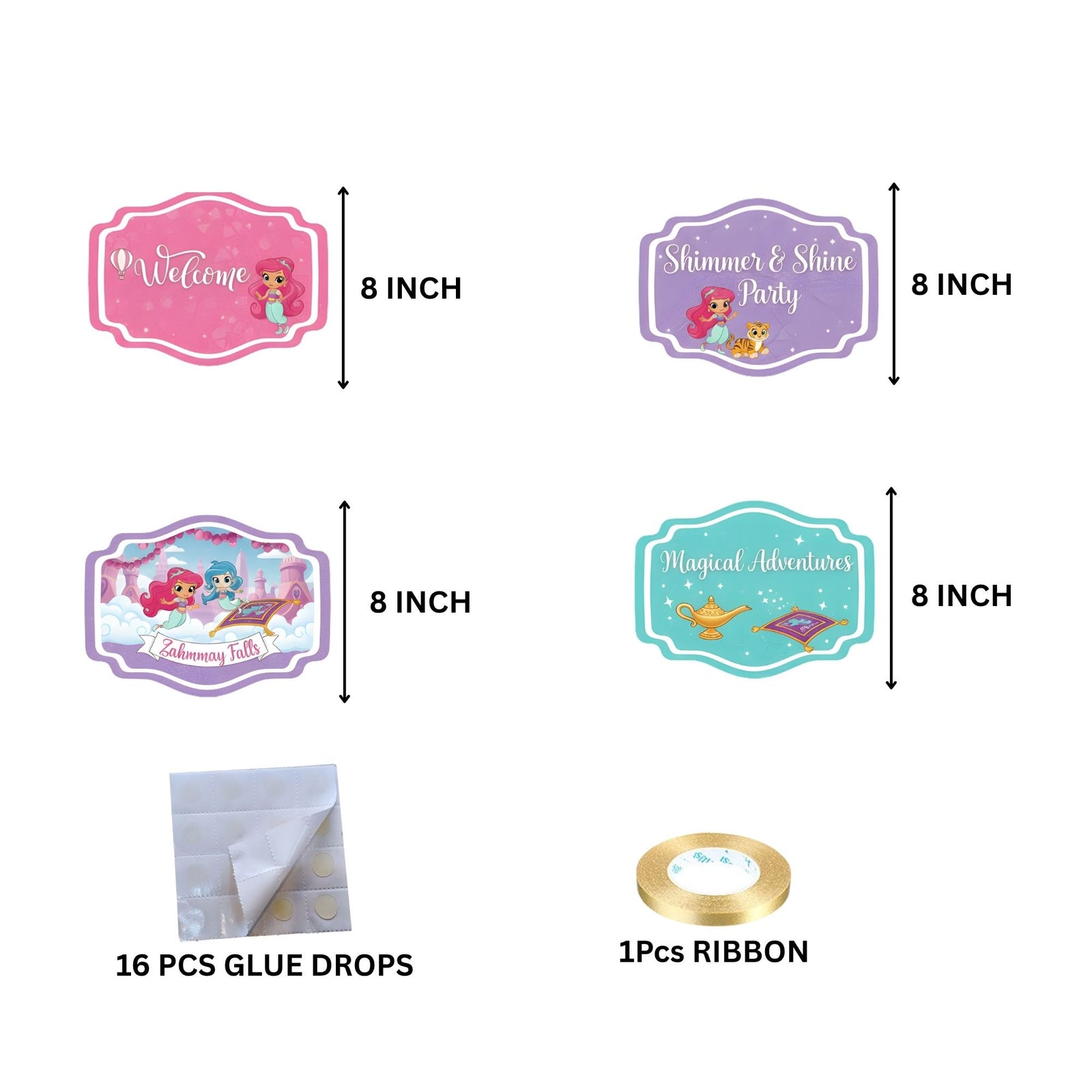 Shimmer& Shine Door/Wall Hanging Dangler- (42 Inches/250 GSM Cardstock/Pink & Purple/6Pcs)