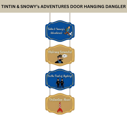 Load image into Gallery viewer, Tintin&amp;snowy's Adventures Door/Wall Hanging Dangler- (42 Inches/250 GSM Cardstock/Brown &amp; Blue/6Pcs)
