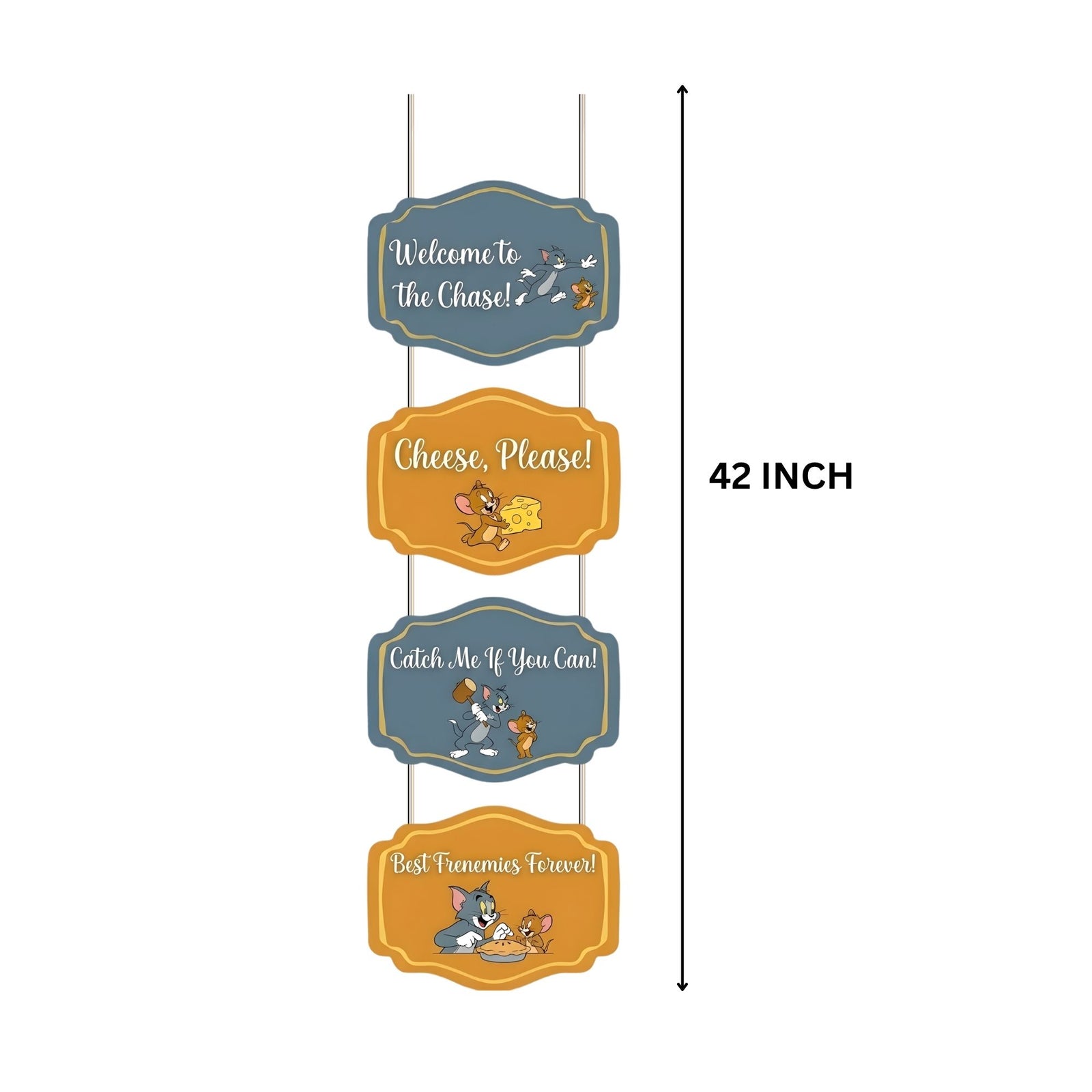 Tom & Jerry Door/Wall Hanging Dangler- (42 Inches/250 GSM Cardstock/Brown & Blue/6Pcs)