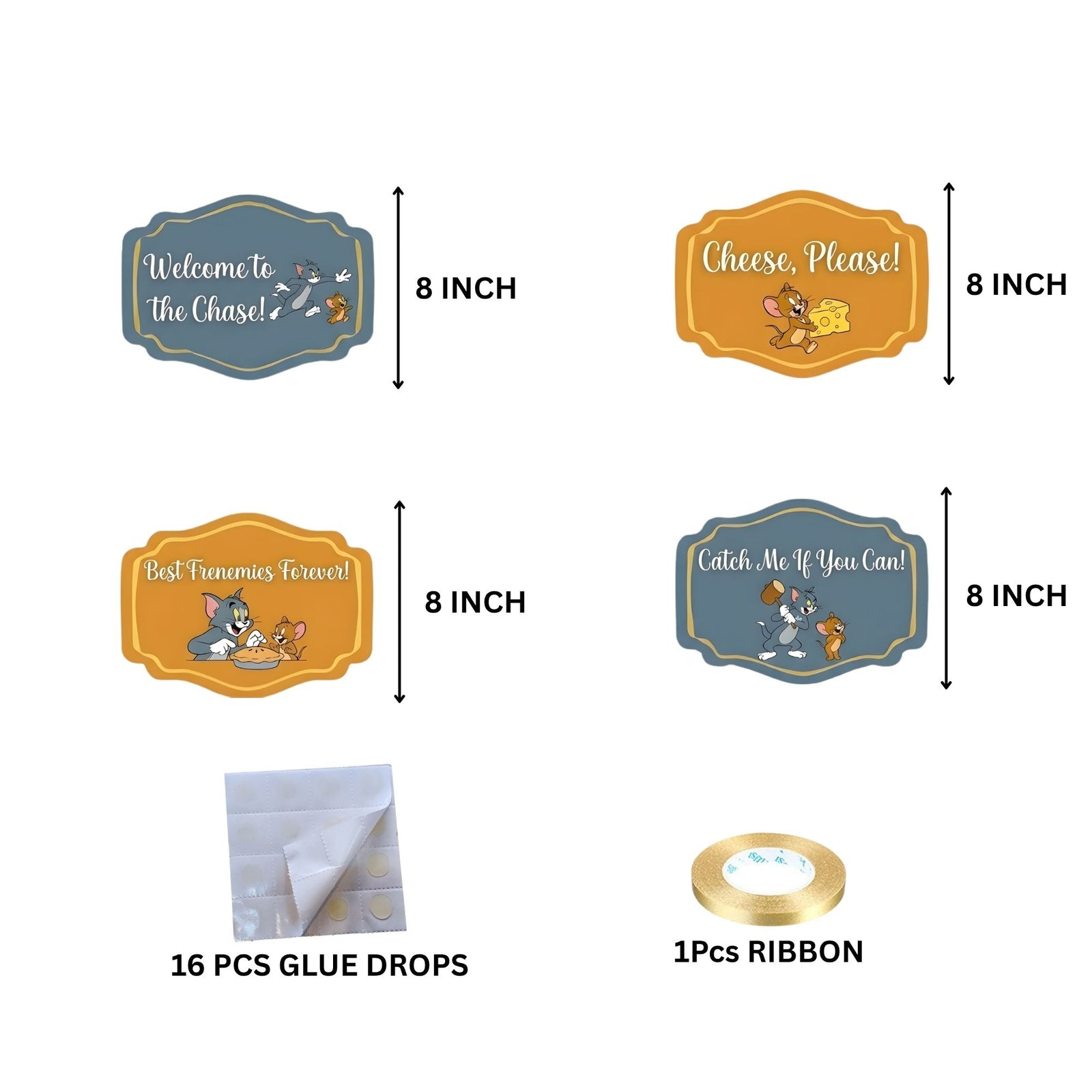 Tom & Jerry Door/Wall Hanging Dangler- (42 Inches/250 GSM Cardstock/Brown & Blue/6Pcs)