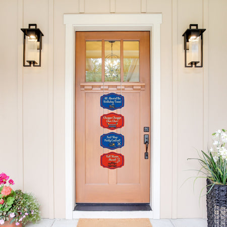 Train Door/Wall Hanging Dangler- (42 Inches/250 GSM Cardstock/Red & Blue/6Pcs)